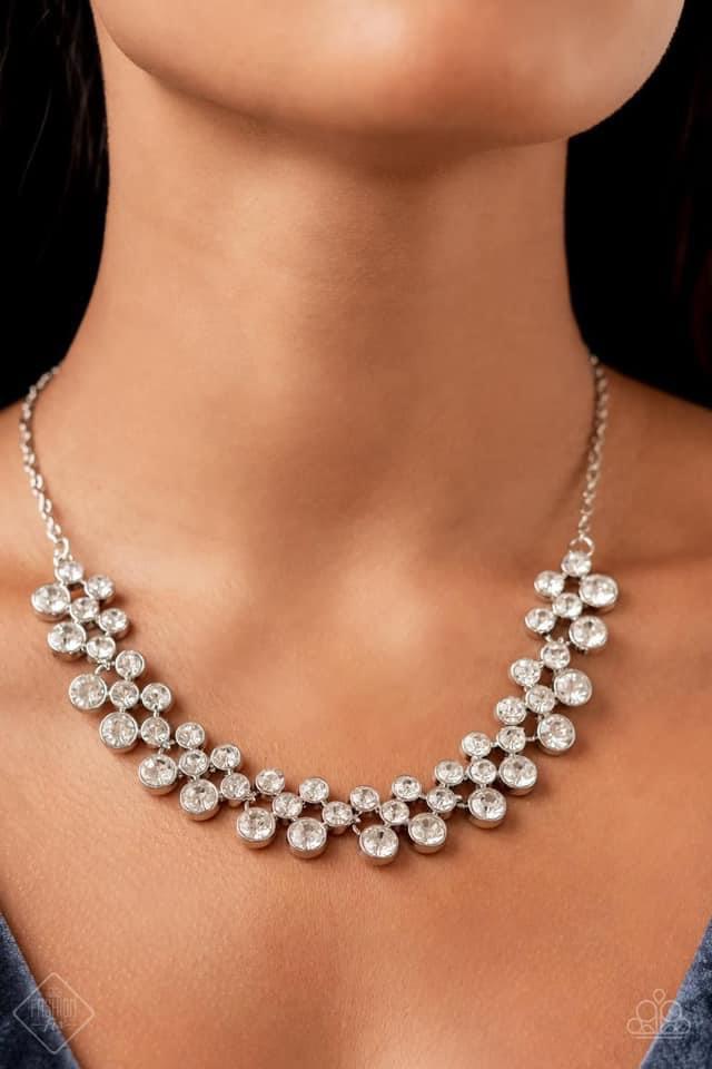 Won The Lottery White Rhinestone Necklace Paparazzi Pretty